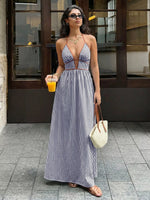 Striped Halter Neck Maxi Dress