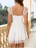 Lace Trim Square Neck Mini Dress