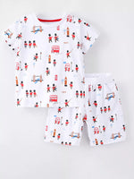 Children's Printed Round Neck Tee and Shorts Set