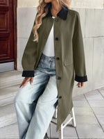 Contrast Collar Button Up Coat