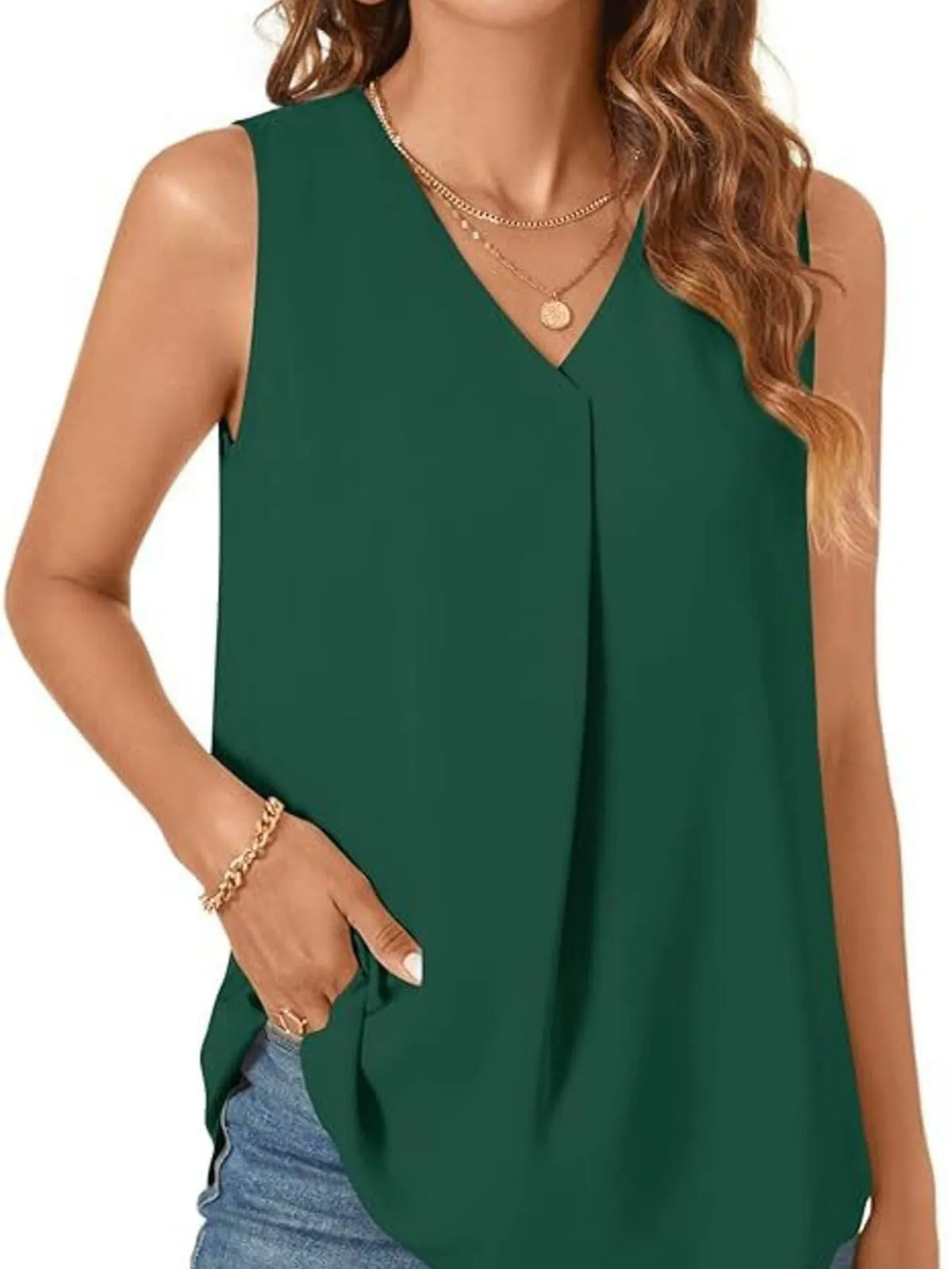 Full Size V-Neck Sleeveless Tank Top Plus Size