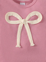 Children's Bowknot Ruffle Trim Top and Shorts Set