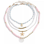 4 Piece Beaded Starfish Charm Necklace