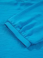 Textured Frill Smocked V-Neck Blouse