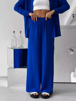 Relaxed Fit Shirt and Wide Leg Pants Set