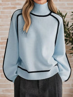 Contrast Trim Turtleneck Sweater