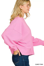 Zenana Ribbed Round Neck Pullover and Shorts Set