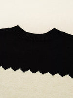 Color Block Crew Neck Drop Shoulder Sweater