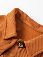Textured Collared Drop Shoulder Buttoned Front Coat