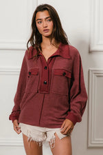 BiBi Cp French Terry Cut Edge Detail Collared Top