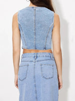 Button-Up Sleeveless Denim Vest