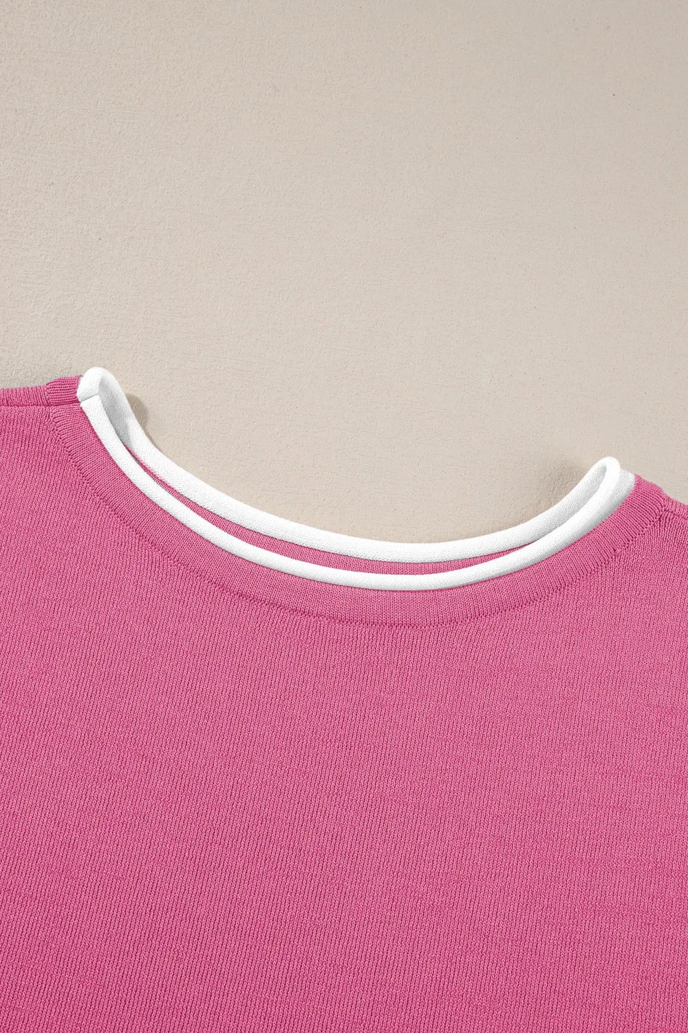 Contrast Trim Round Neck Top and Pants Set