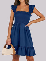 Smocked Ruffle Hem Mini Dress