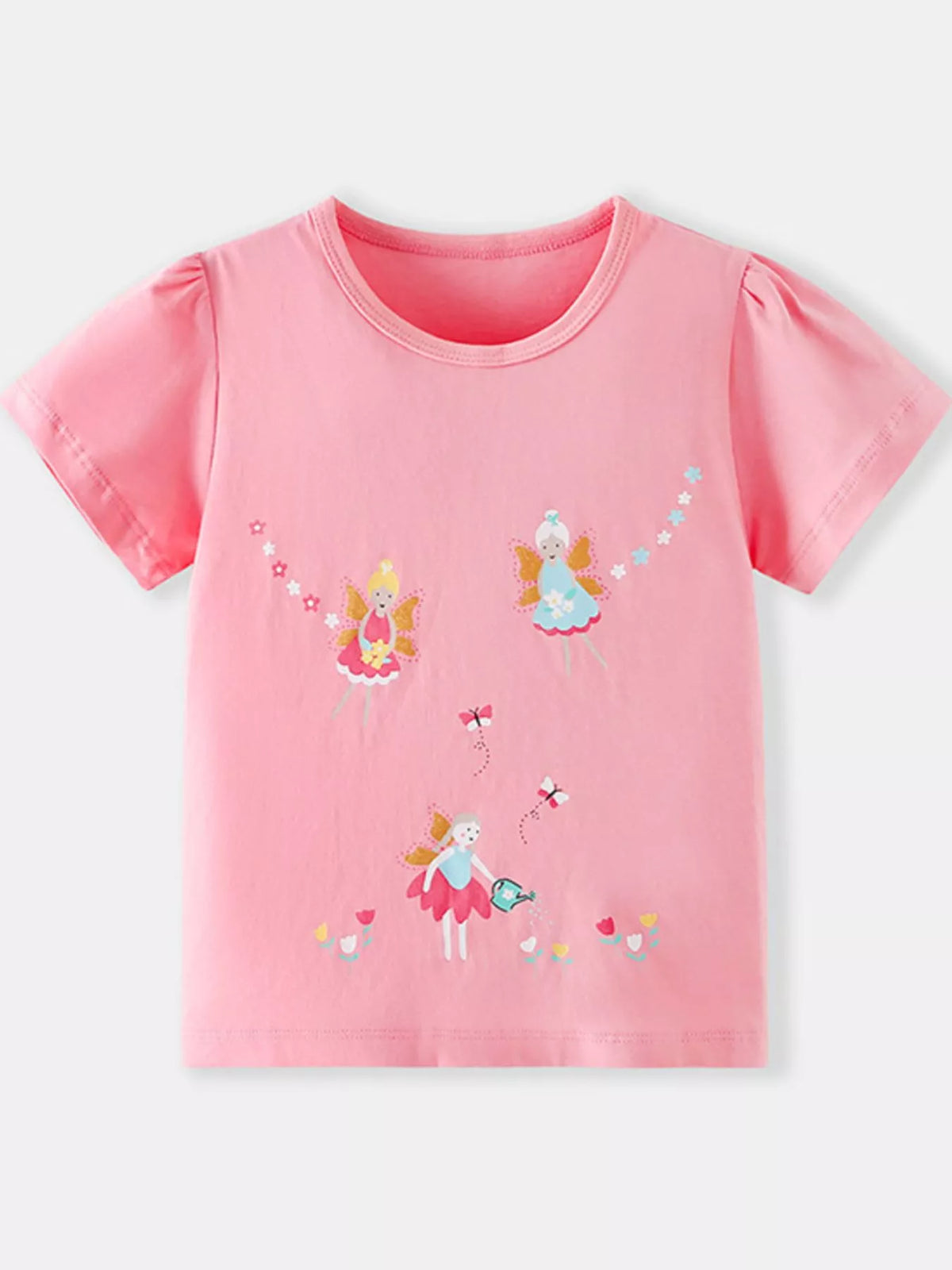 Children's Fairy Print Round Neck T-Shirt