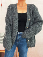 Cable Knit Button-Up Cardigan