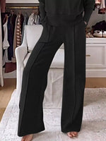 Full Size Cozy V-Neck Top and Pants Set Plus Size