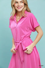 Umgee Collared Belted Midi Dress