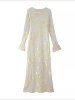Floral Flounce Sleeve Round Neck Dress