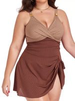 Plus Size Ruched One-Piece Swim Dress