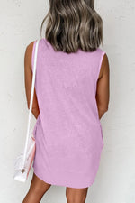 Round Neck Sleeveless Mini Dress with Pockets