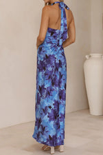 Floral Print Halter Neck Maxi Dress
