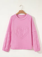 Heart Pattern Long Sleeve Patchwork Top
