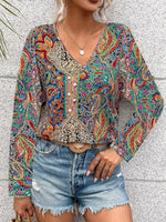 Paisley Print Long Sleeve Blouse