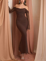 Off-Shoulder Ruched Mermaid Maxi Dress