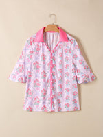 Floral Collared Ruffled Half Sleeve Shirt