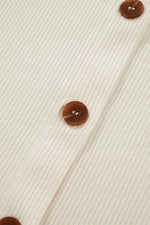 Ribbed Knit Button-Down Shirt with Denim Sleeves
