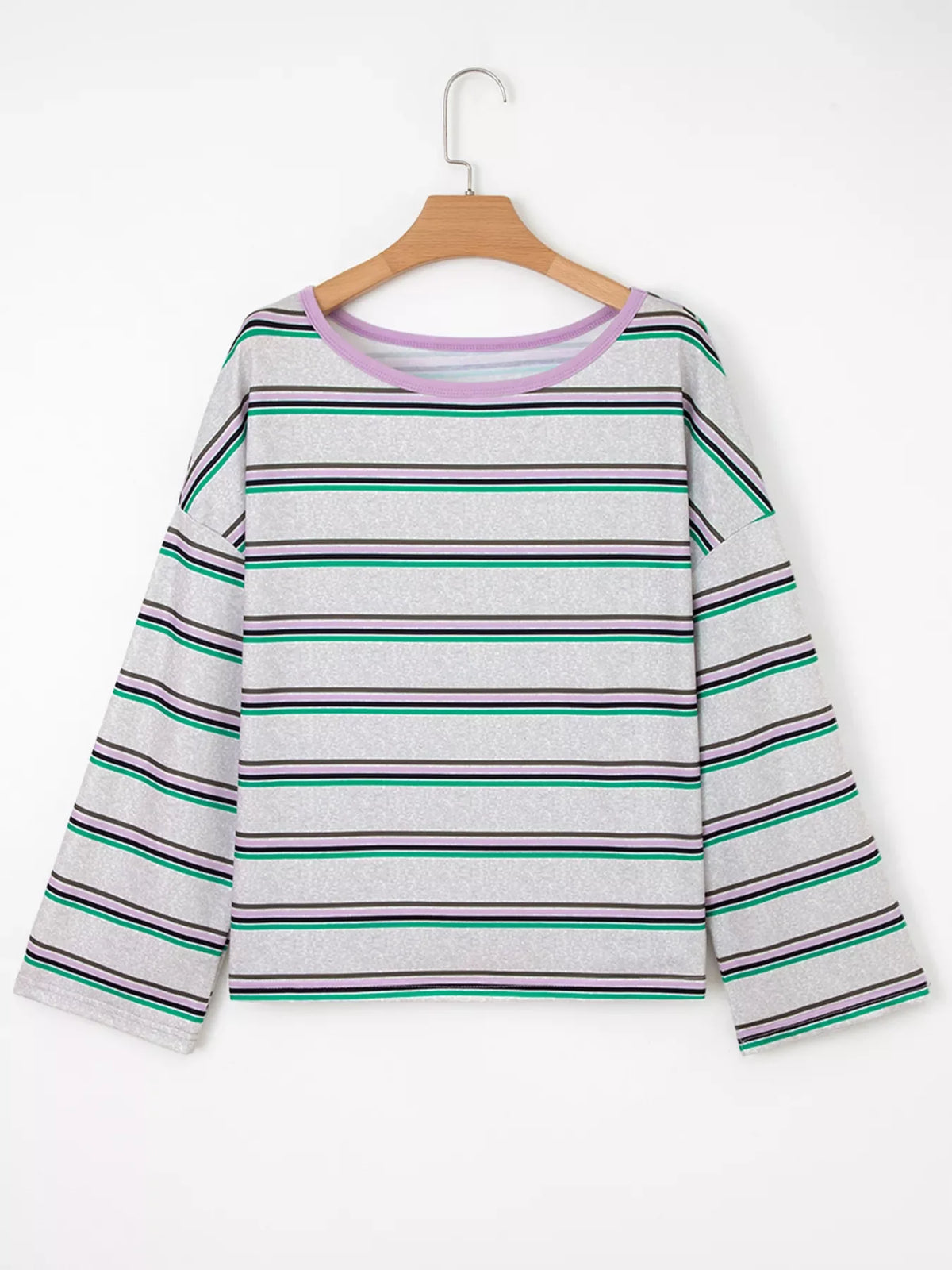 Stripe Oversize Drop Shoulder Long Sleeve Casual Top