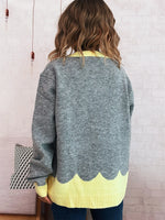 Button-Front Contrast Trim Cardigan