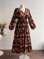 Plus Size Floral Print V-Neck Maxi Dress
