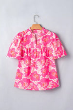 Short Bubble Sleeve Summer Floral Blouse