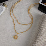 18K Gold-Plated Double Layered Pendant Necklace