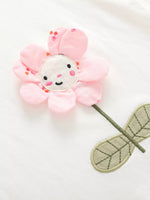 Children's 3D Flower Applique Ruffle Sleeve Top & Striped Pants Set