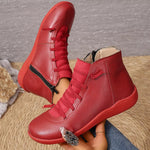 Lace-Up Faux Leather Ankle Boots