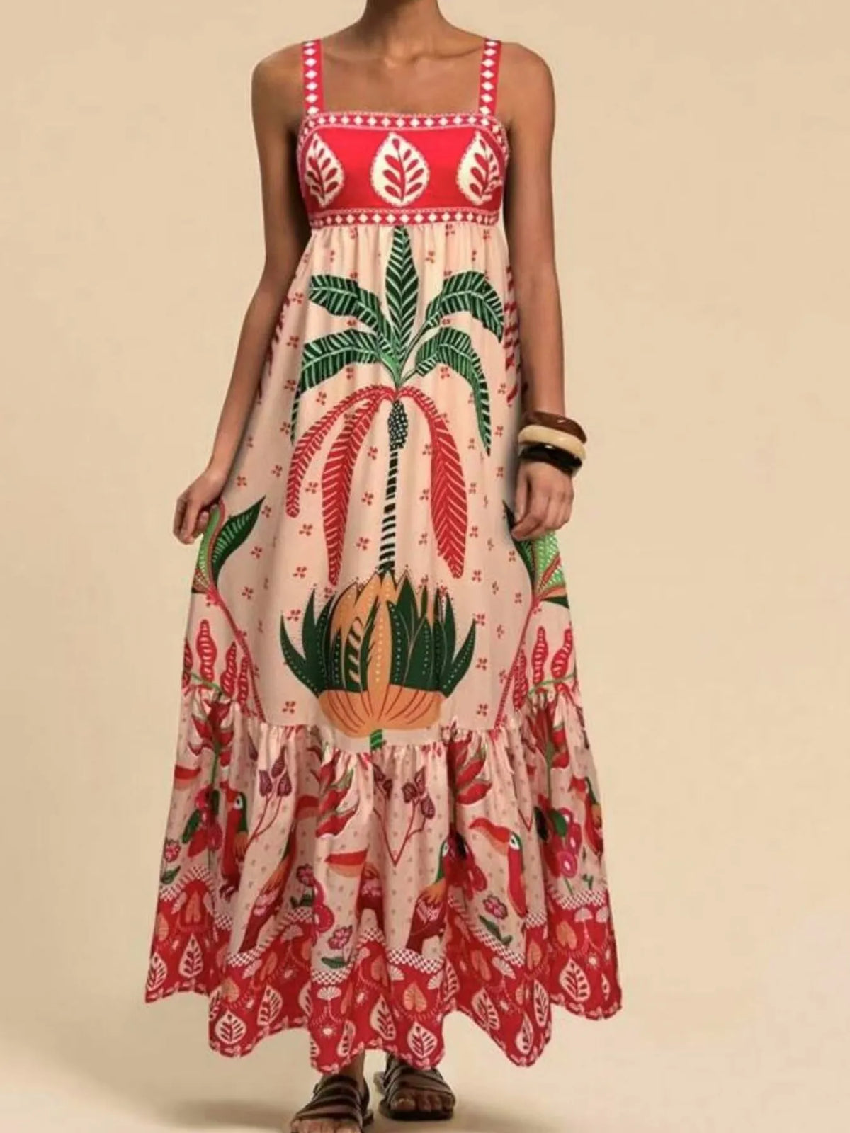 Tropical Print Maxi Cami Dress
