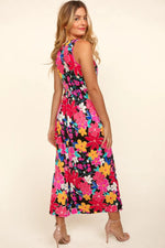 Haptics Pocketed Floral Round Neck Sleeveless Midi Dress