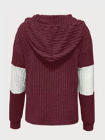 Color Block Drawstring Long Sleeve Hoodie