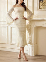 Off-Shoulder Flare Sleeve Dress