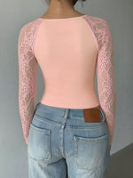 Lace Sleeve Square Neck Top