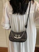 Bow Decor Chain Crossbody Bag