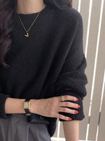 Full Size Cozy Knit Round Neck Oversized Sweater Plus Size