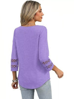 Full Size V-Neck 3/4 Sleeve T-Shirt Plus Size