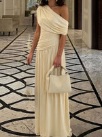 One-Shoulder Ruched Maxi Dress
