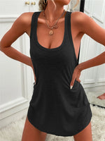 Casual Tank Mini Dress with Curved Hem