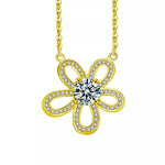 1 Carat Moissanite 925 Sterling Silver Flower Pendant Necklace