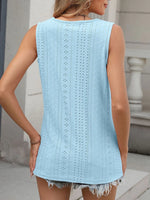 V-Neck Eyelet Knit Cami Tank Top