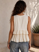 Ruffled V-Neck Sleeveless Top